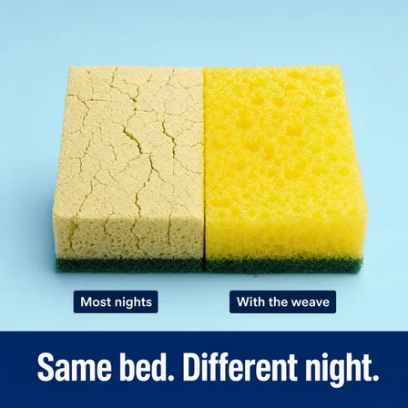 The split metaphor: an example ad photograph from the product's inspiration library, illustrating the "One object cut down the middle: the old state on one side, the new state on the other." technique